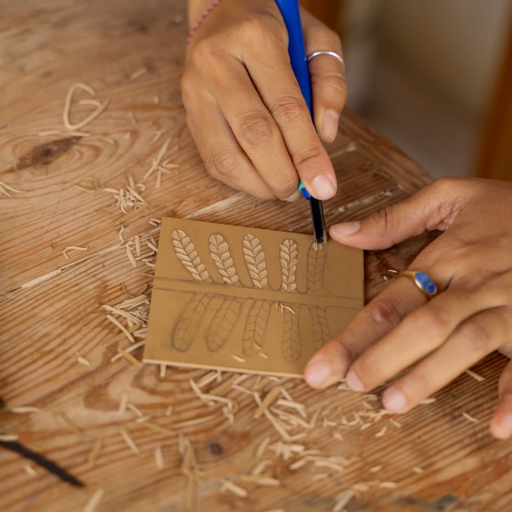 image de l'atelier linogravure pochoir